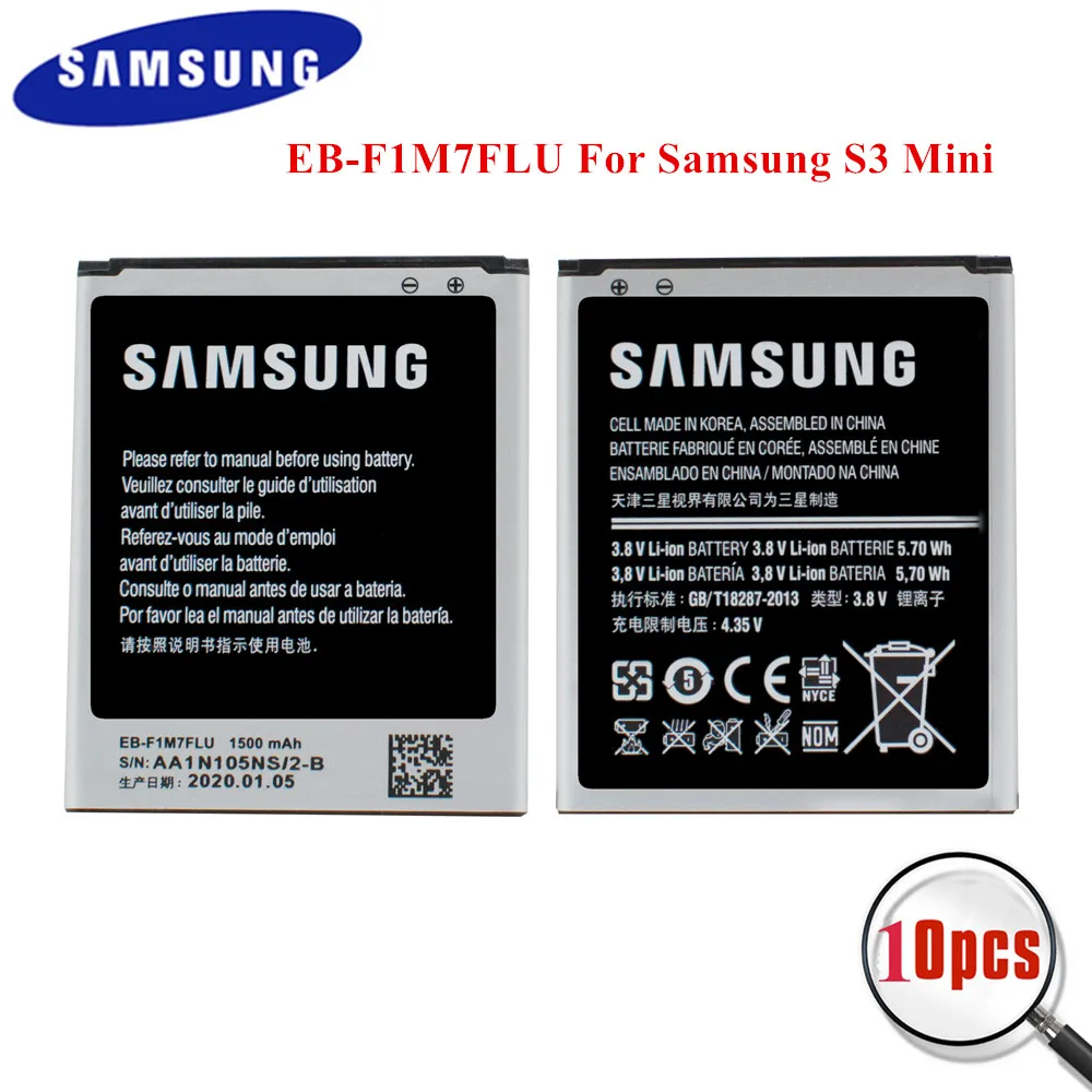 10pcs Original Battery EB-F1M7FLU for Samsung Galaxy S3 Mini GT-i8160 i8200 i8190 S7562 G313 i8190N I8190L Top Quality Wholesale
10pcs Original Battery EB-F1M7FLU for Samsung Galaxy S3 Mini GT-i8160 i8200 i8190 S7562 G313 i8190N I8190L Top Quality Wholesale