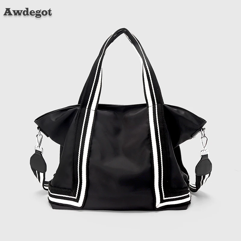 Сумка-тоут женская на ремешке в полоску, повседневный саквояж на плечо большой вместимости, мессенджер для путешествий 
Сумка-тоут женская на ремешке в полоску, повседневный саквояж на плечо большой вместимости, мессенджер для путешествий