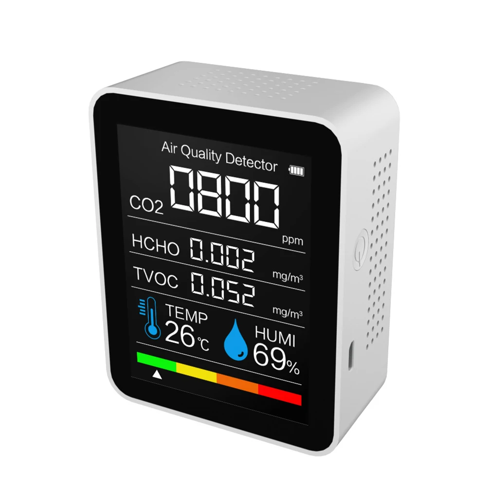 Portable CO2 Meter Digital Temperature Humidity Sensor Tester Air Quality Monitor Carbon Dioxide TVOC Formaldehyde HCHO Detector
Portable CO2 Meter Digital Temperature Humidity Sensor Tester Air Quality Monitor Carbon Dioxide TVOC Formaldehyde HCHO Detector