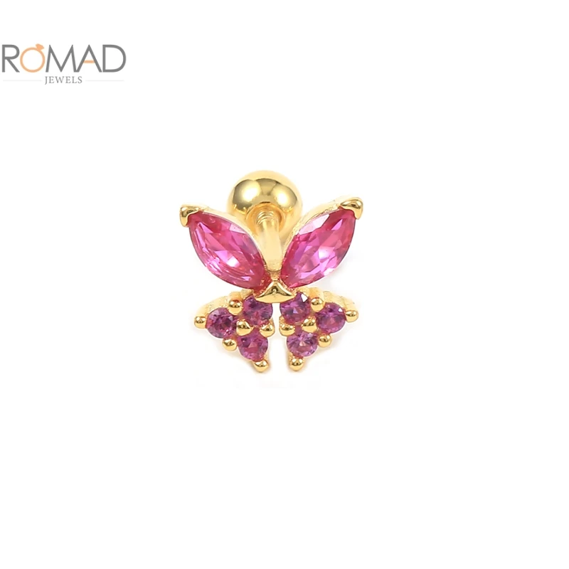 ROMAD 1PCS Mini Colorful Zircon Purple Butterfly Piercing Earrings Bijoux Femme 925 Sterling Silver Stud Earrings For Women
ROMAD 1PCS Mini Colorful Zircon Purple Butterfly Piercing Earrings Bijoux Femme 925 Sterling Silver Stud Earrings For Women