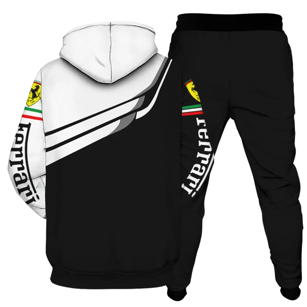 Fall Men's Sports Shirt Pullover Hoodie + Pants Two-piece Ferrari Logo Print Sportswear Men's Sportswear Workout Clothes 
Fall Men's Sports Shirt Pullover Hoodie + Pants Two-piece Ferrari Logo Print Sportswear Men's Sportswear Workout Clothes