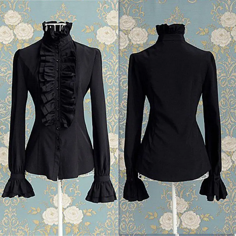 Neck Ruffles High Office Cuffs Tops Shirt Tops Long Frilly Victorian Sleeve Fashion OL Womens Autumn Frill Color Solid Blouse To
Neck Ruffles High Office Cuffs Tops Shirt Tops Long Frilly Victorian Sleeve Fashion OL Womens Autumn Frill Color Solid Blouse To