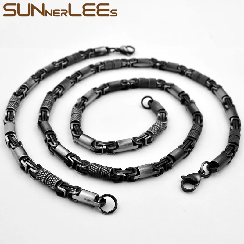 SUNNERLEES 316L Stainless Steel Necklace Bracelet Set 6mm Geometric Byzantine Link Chain Gold Silver Color Men Women SC42 S
SUNNERLEES 316L Stainless Steel Necklace Bracelet Set 6mm Geometric Byzantine Link Chain Gold Silver Color Men Women SC42 S