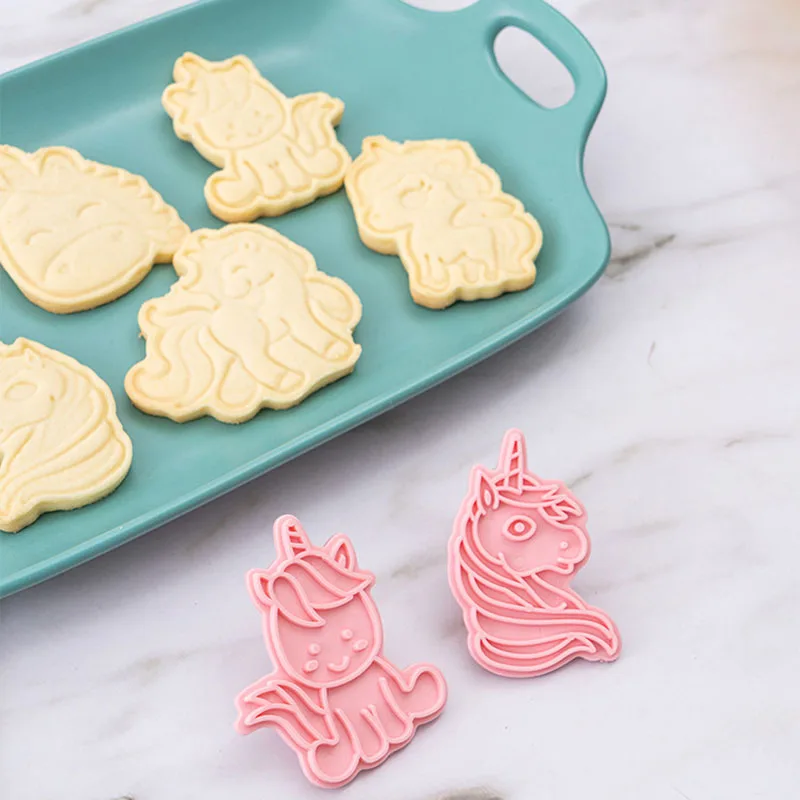 Pony Unicorn Set of Cookie Cutters 3d Cartoon Mold Plastic Pressing Fun Baking Molding Mould Baby Girl Funy Toy | Игрушки и хобби