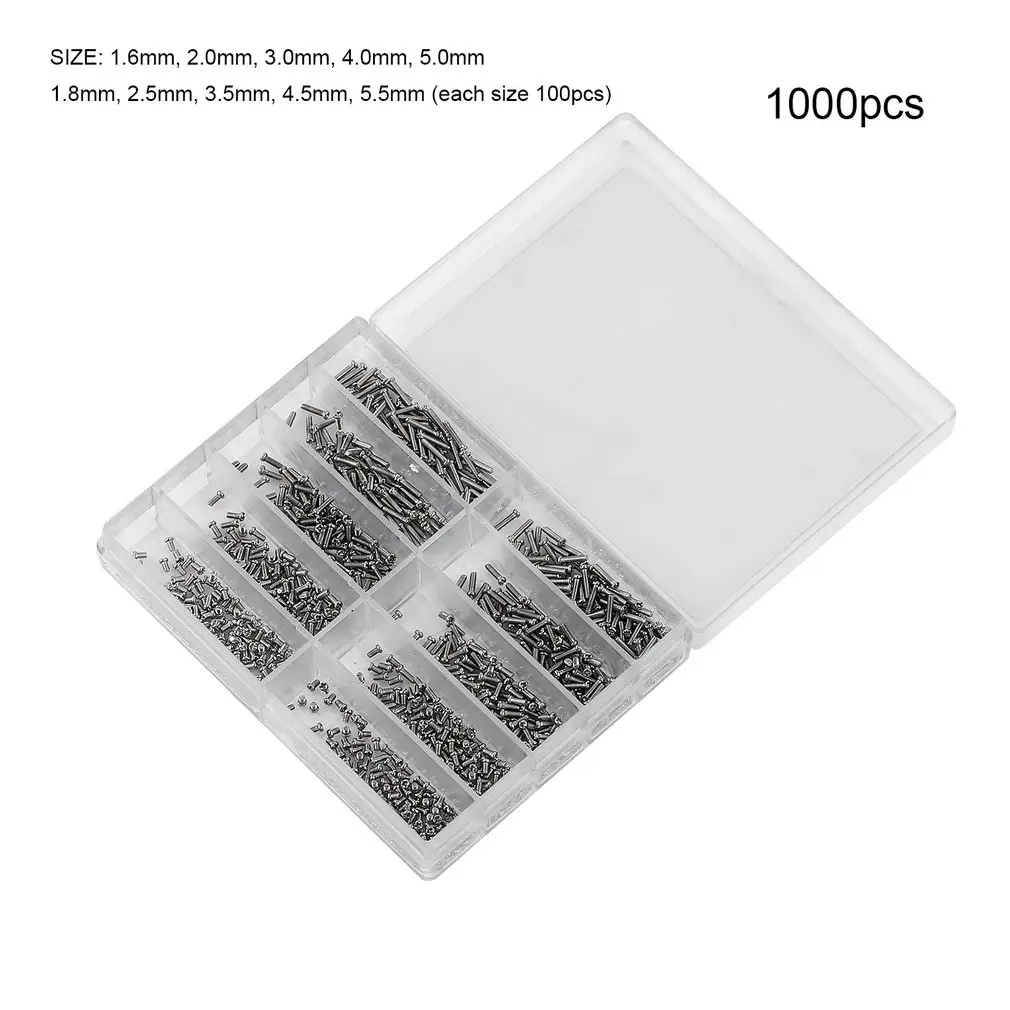 1000Pcs/set Tiny Assortment For Clock Watch Eye Glasses Screws Repair Kit Tool watch for parts Repair Kit Tools Kit
1000Pcs/set Tiny Assortment For Clock Watch Eye Glasses Screws Repair Kit Tool watch for parts Repair Kit Tools Kit