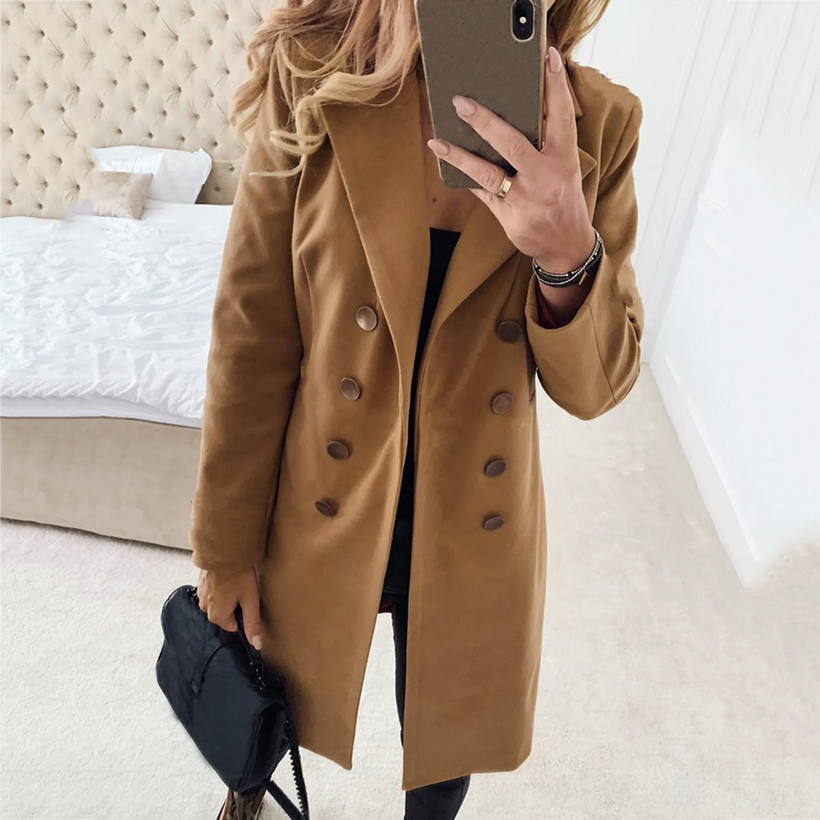 Woman Artificial Wool Coat Elegant Solid Color Long Sleeve Mid-length Jacket Fashion Lapel Double Breasted Warm Woolen Overcoat#
Woman Artificial Wool Coat Elegant Solid Color Long Sleeve Mid-length Jacket Fashion Lapel Double Breasted Warm Woolen Overcoat#