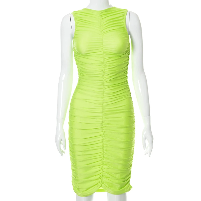 Sleeveless Women Mini Dress Sexy O Neck Drawstring Ruched Bodycon Long Sundress 2021 Summer Elegant Office Ladies Clothes
Sleeveless Women Mini Dress Sexy O Neck Drawstring Ruched Bodycon Long Sundress 2021 Summer Elegant Office Ladies Clothes