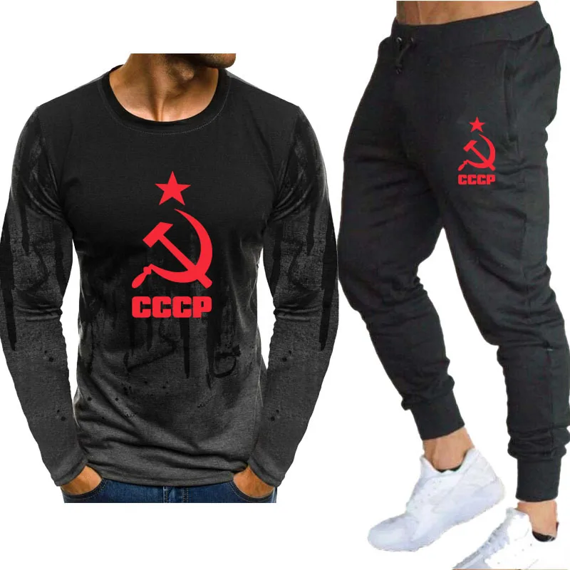Gradient splash ink Autumn Long sleeve t shirt+Pants Casual Sports 2-piece set cccp logo print High-quality trend Men's Sets
Gradient splash ink Autumn Long sleeve t shirt+Pants Casual Sports 2-piece set cccp logo print High-quality trend Men's Sets