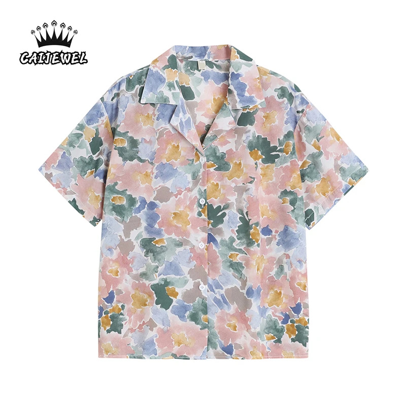 Women's Shirts 2022 Summer Tie Dye Streetwear Vintage Printing Short Sleeves V Neck TOP Harajuku Button Up Baggy Ladies Blouse
Women's Shirts 2022 Summer Tie Dye Streetwear Vintage Printing Short Sleeves V Neck TOP Harajuku Button Up Baggy Ladies Blouse