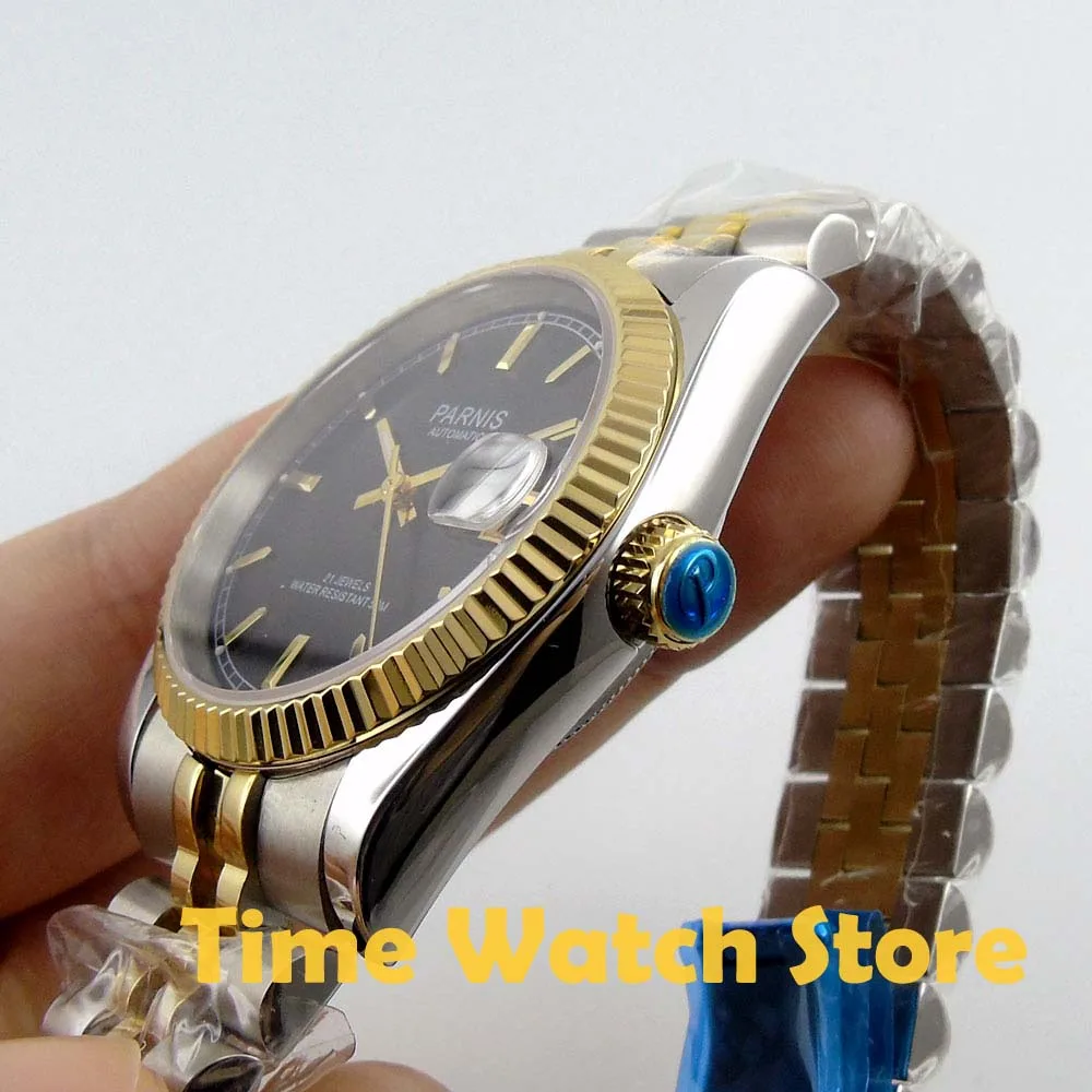 Мужские часы с автоматическим циферблатом Parnis роскошные унисекс сапфировым