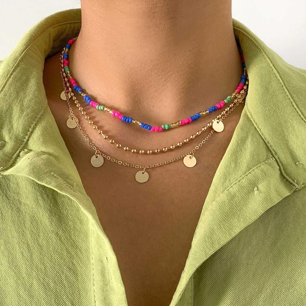 Ingemark 3Pcs/Set Seed Bead Strand Charm Necklace for Women String Collar Colorful Handmade Sequin Pendant Choker Boho Jewelry
Ingemark 3Pcs/Set Seed Bead Strand Charm Necklace for Women String Collar Colorful Handmade Sequin Pendant Choker Boho Jewelry