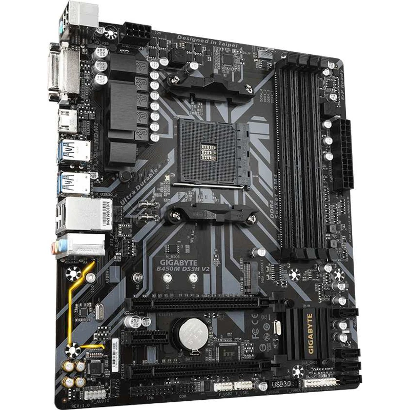 Материнская плата GIGABYTE B450M DS3H V2 SocketAM4 AMD B450 mATX Ret | Компьютеры и офис
