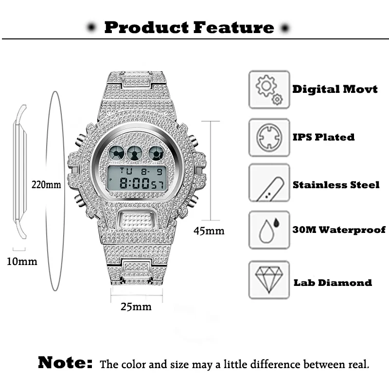 Часы наручные мужские Платиновые цифровые в стиле MISSFOX G Shock Спортивные