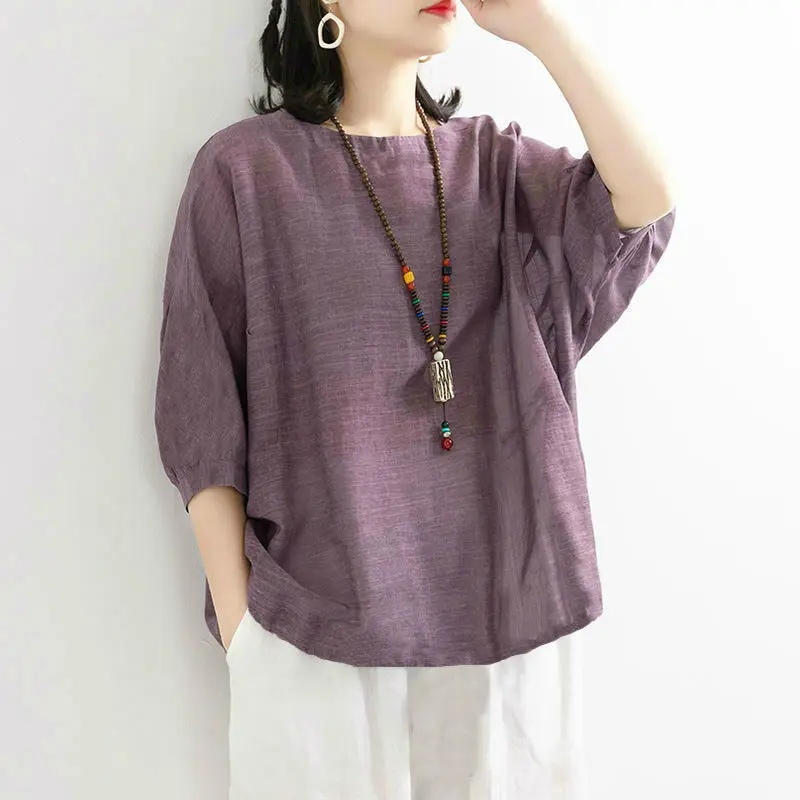 Summer New 2021 O-neck Cotton Linen Batwing Sleeve Tshirt Tops Casual Women Clothes Loose T-shirt Plus Size Top Shirt Women
Summer New 2021 O-neck Cotton Linen Batwing Sleeve Tshirt Tops Casual Women Clothes Loose T-shirt Plus Size Top Shirt Women