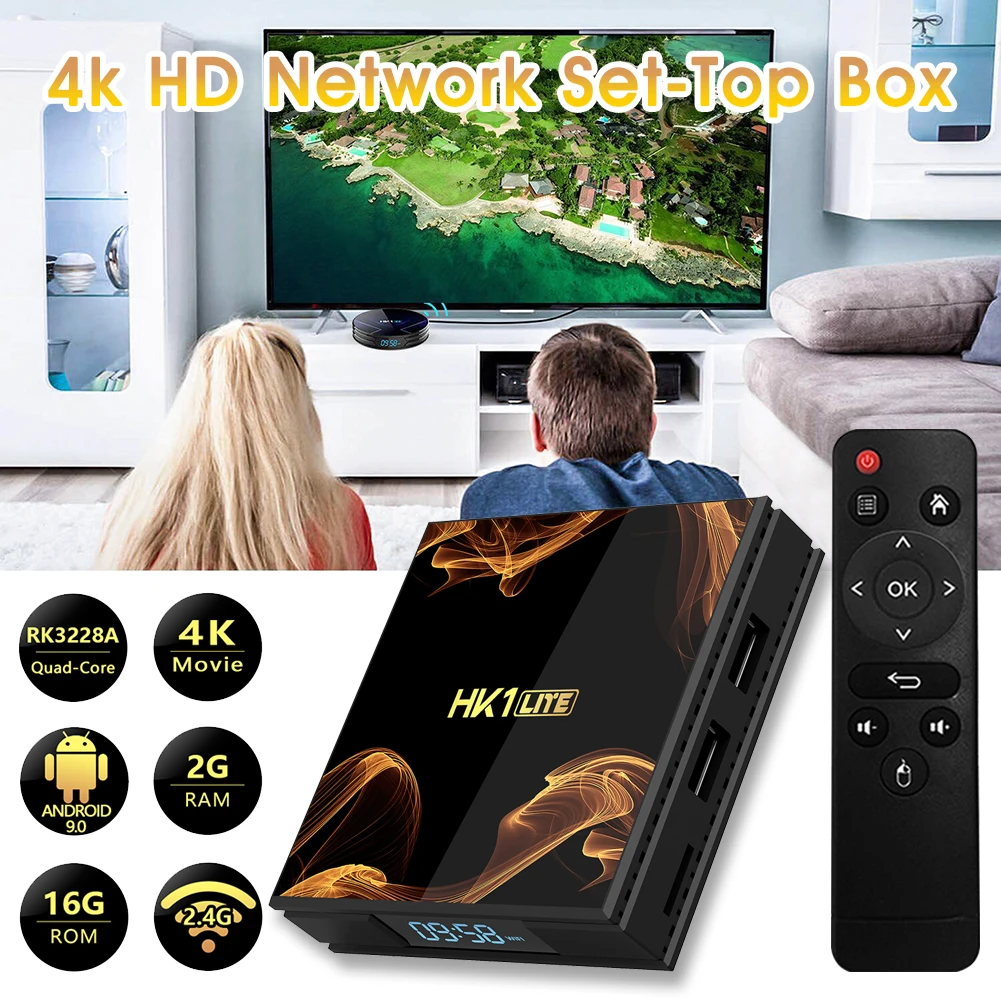 HK1 LITE Set Top Box RK3228A Quad-Core Android9.0 2G 16G HDMI-compatible 2.4G 4K HD Network TV Box Support WiFi with IR Control
HK1 LITE Set Top Box RK3228A Quad-Core Android9.0 2G 16G HDMI-compatible 2.4G 4K HD Network TV Box Support WiFi with IR Control