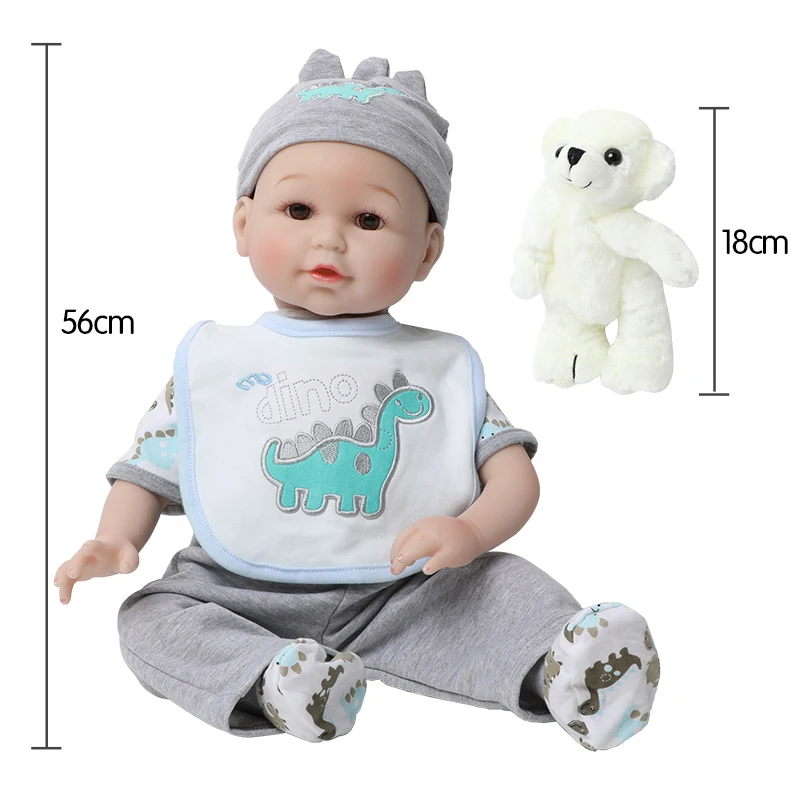 56cm Lifelike Bebe Reborn Boy Doll Toddler 22 Inch Realistic Soft Silicone Fashion Baby Doll with Bear Toys Girl Christmas Gifts
56cm Lifelike Bebe Reborn Boy Doll Toddler 22 Inch Realistic Soft Silicone Fashion Baby Doll with Bear Toys Girl Christmas Gifts