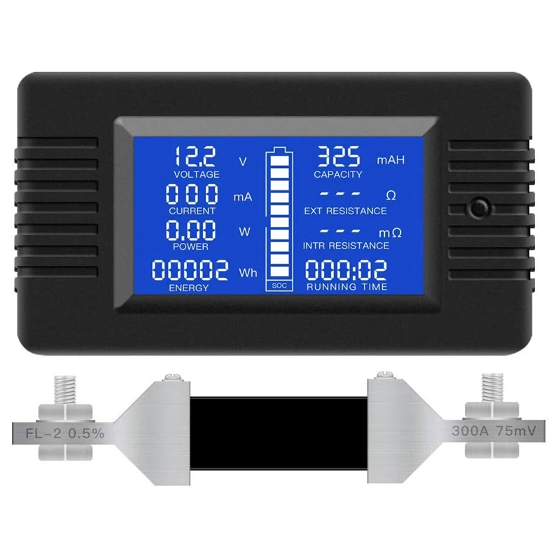 Multifunction Battery Monitor Meter,0-200V,0-300A (Widely Applied To 12V/24V/48V RV/Car Battery) LCD Display Digital Current Vol
Multifunction Battery Monitor Meter,0-200V,0-300A (Widely Applied To 12V/24V/48V RV/Car Battery) LCD Display Digital Current Vol