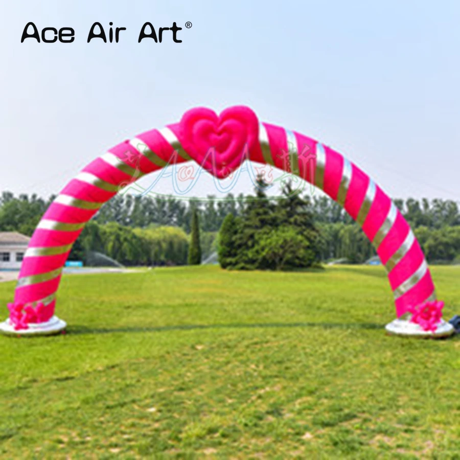 

Custom Inflatable Loving Heart Archway With Spiral Stripe For Valentine's Day/Advertising/Party Decoration Made By Ace Air Art