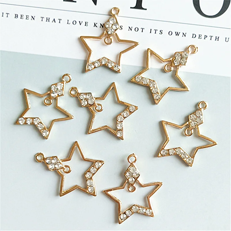 10pcs Heart Star With Rhinestone Alloy Charms Gold Tone Love Shape Pendant DIY Earrings Bracelet Finding Jewelry Accessory FX467
10pcs Heart Star With Rhinestone Alloy Charms Gold Tone Love Shape Pendant DIY Earrings Bracelet Finding Jewelry Accessory FX467