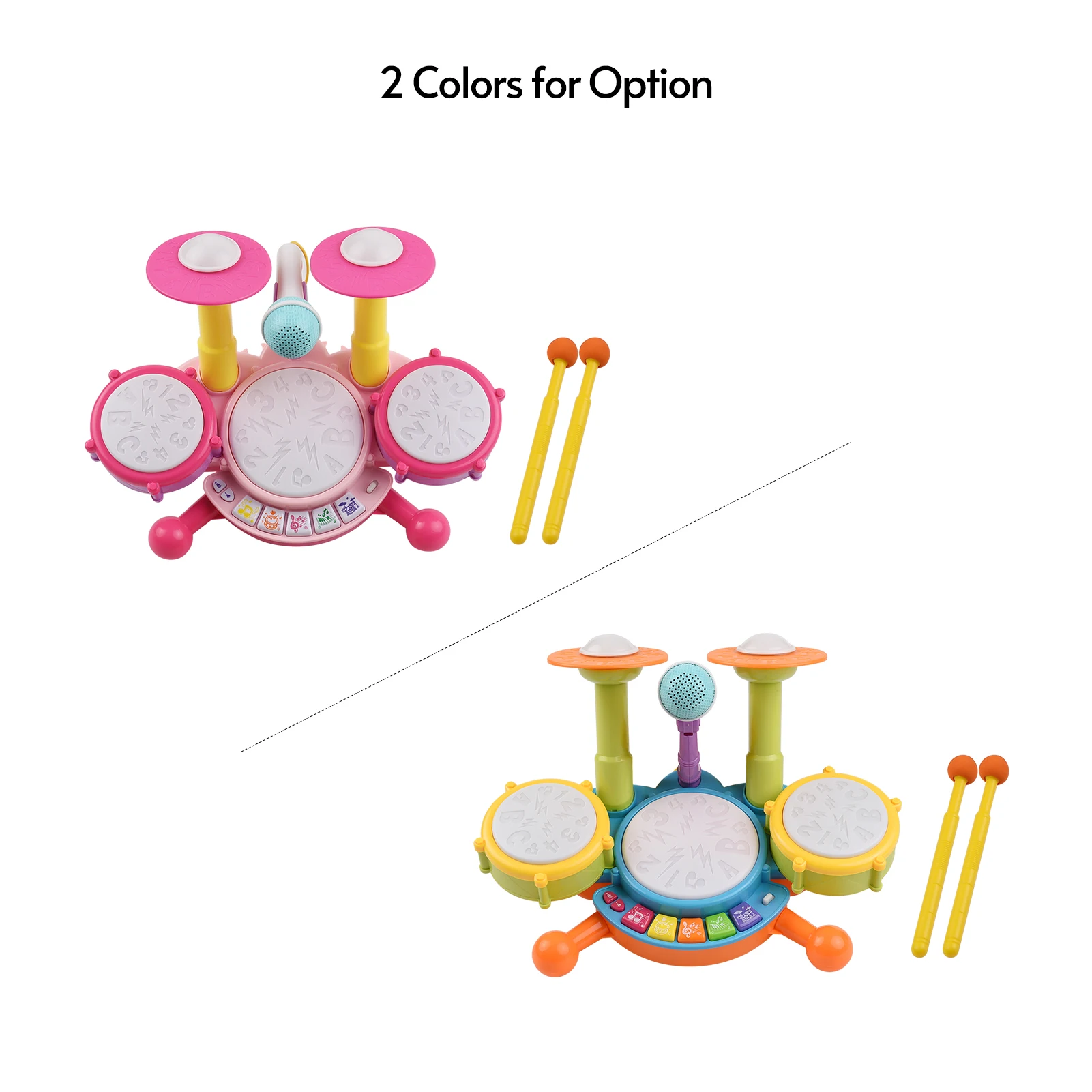 Muslady Kids Drum Set Toy Electronic Drum with Light Rhythm Effect Demo Songs Microphone 2-Drumstick for Early Musical Education 
Muslady Kids Drum Set Toy Electronic Drum with Light Rhythm Effect Demo Songs Microphone 2-Drumstick for Early Musical Education