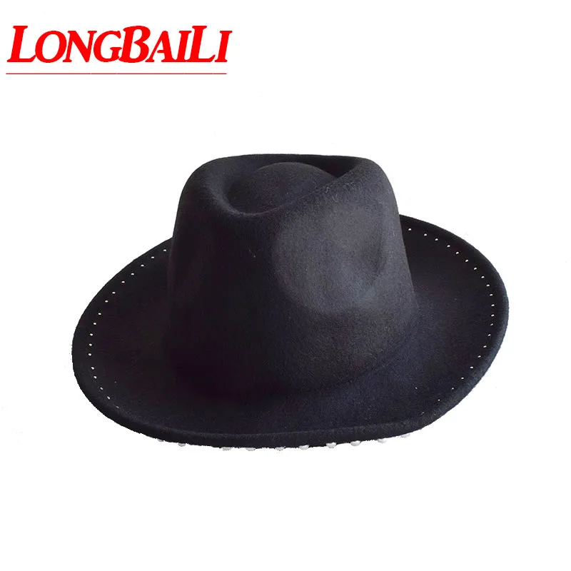 Winter Black Wide Brim Wool Felt Fedora Hats Women Sun Jazz Hat Female Free Shipping BMDW029
Winter Black Wide Brim Wool Felt Fedora Hats Women Sun Jazz Hat Female Free Shipping BMDW029