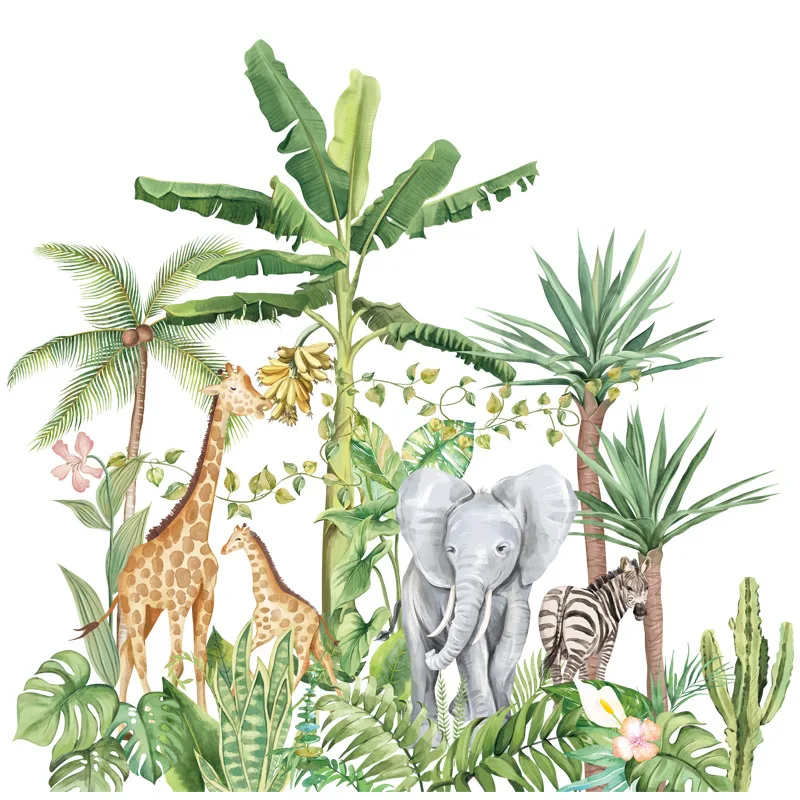 Dense Plant Wallpaper Sofa Bedroom Background Wall Sticker Tropical Rain Forest Lovely Elephant Giraffe Sticker
Dense Plant Wallpaper Sofa Bedroom Background Wall Sticker Tropical Rain Forest Lovely Elephant Giraffe Sticker