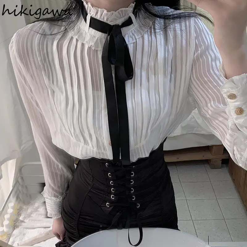 Hikigawa Fashion Two Piece Set Women See Through Lpleated Shirts Lace Bandage Bodycon Mini Skirts Femme Roupas Sexy Suit 96828
Hikigawa Fashion Two Piece Set Women See Through Lpleated Shirts Lace Bandage Bodycon Mini Skirts Femme Roupas Sexy Suit 96828