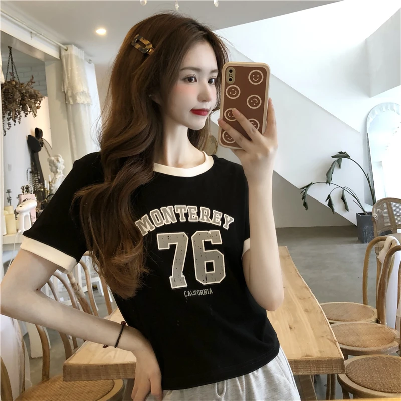 YTX1096 2021 new American retro slim slim short letter printed sports short-sleeved T-shirt
YTX1096 2021 new American retro slim slim short letter printed sports short-sleeved T-shirt