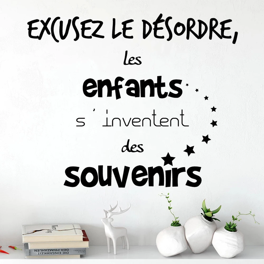 Wall Decals Excusez Le Désordre Les Enfants S'inventent Des Souvenirs French Quotes Stickers Vinyl Livingroom Mural Decor RU2469
Wall Decals Excusez Le Désordre Les Enfants S'inventent Des Souvenirs French Quotes Stickers Vinyl Livingroom Mural Decor RU2469