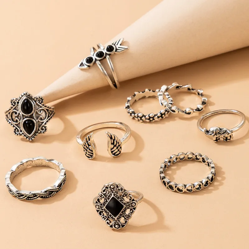 Bohemian Retro Style Hollowed Heart Wings Elephant Rings 9 Pcs/set Opening Finger Accessories for Women Jewelry
Bohemian Retro Style Hollowed Heart Wings Elephant Rings 9 Pcs/set Opening Finger Accessories for Women Jewelry