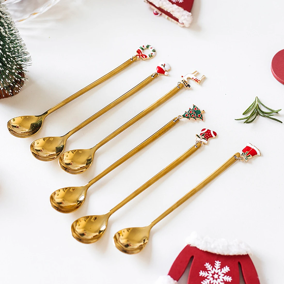 6PCS Stainless Steel Spoon Set Christmas Coffee Spoon Ice Cream Soup Sugar Dessert Teaspoons Mixing Stirrer Kitchen Tableware
6PCS Stainless Steel Spoon Set Christmas Coffee Spoon Ice Cream Soup Sugar Dessert Teaspoons Mixing Stirrer Kitchen Tableware