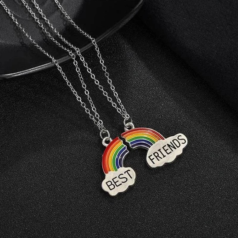 2Pcs/Set Fashion Best Friend Stitching Pendant Necklace for Female Broken Heart Rainbow Friendship Choker Chain Necklace Jewelry
2Pcs/Set Fashion Best Friend Stitching Pendant Necklace for Female Broken Heart Rainbow Friendship Choker Chain Necklace Jewelry