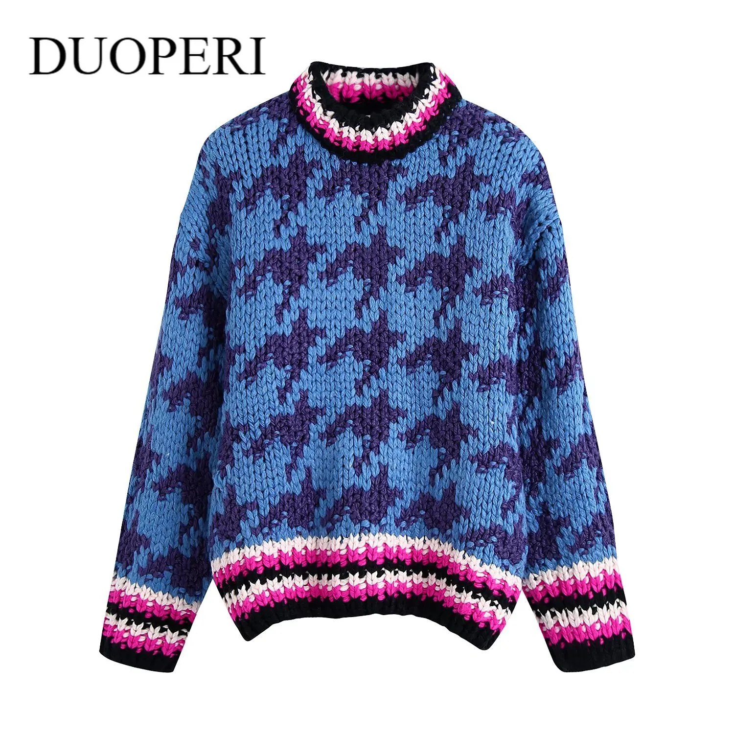 DUOPERI Women Jacquard Knit Sweater Long sleeves O-Neck Knitwear Casual Fashion Contrast Knitted sweaters Pullover Tops Female
DUOPERI Women Jacquard Knit Sweater Long sleeves O-Neck Knitwear Casual Fashion Contrast Knitted sweaters Pullover Tops Female