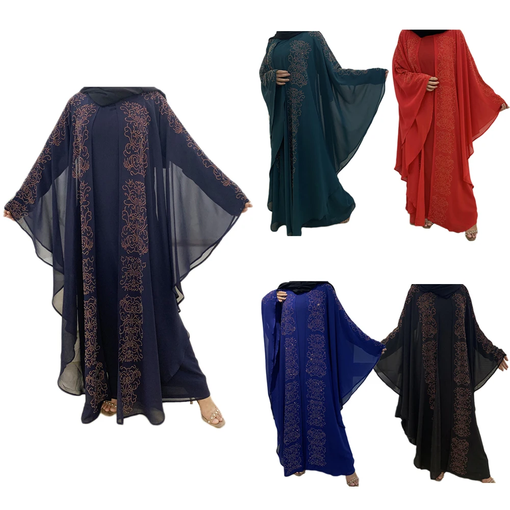 Moroccan Women Rhinestone Muslim Abaya Islamic Dress Batwing Sleeve Maxi Jilbab Kaftan Ramadan Umrah Eid Worship Service Cloth
Moroccan Women Rhinestone Muslim Abaya Islamic Dress Batwing Sleeve Maxi Jilbab Kaftan Ramadan Umrah Eid Worship Service Cloth