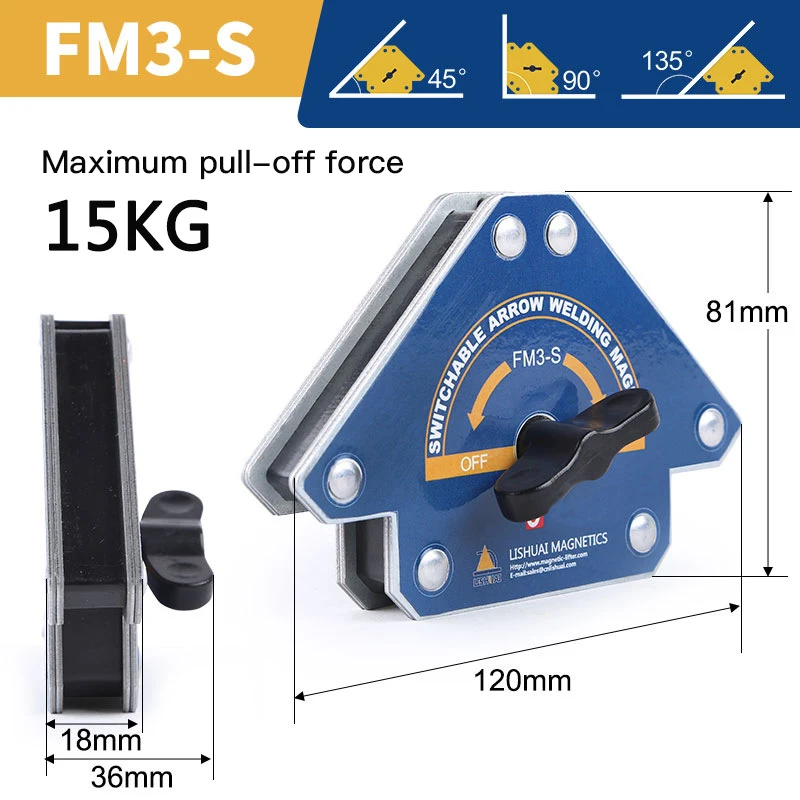 1 Pcs 15KG Welding Holder Magnetic Multi-Angle Solder Arrow Strong Magnet Weld Fixer Positioner Auxiliary Locator Tool FM3-S
1 Pcs 15KG Welding Holder Magnetic Multi-Angle Solder Arrow Strong Magnet Weld Fixer Positioner Auxiliary Locator Tool FM3-S