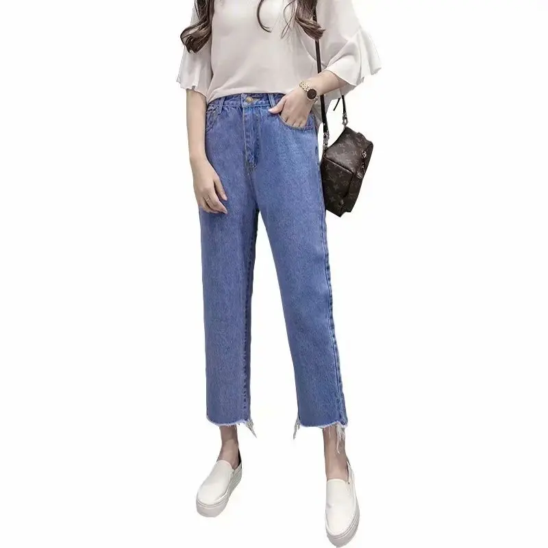 Autumn and winter Korean version of high waist slim straight pants jeans women 2019 loose raw edge nine pants wide legs wearing
Autumn and winter Korean version of high waist slim straight pants jeans women 2019 loose raw edge nine pants wide legs wearing