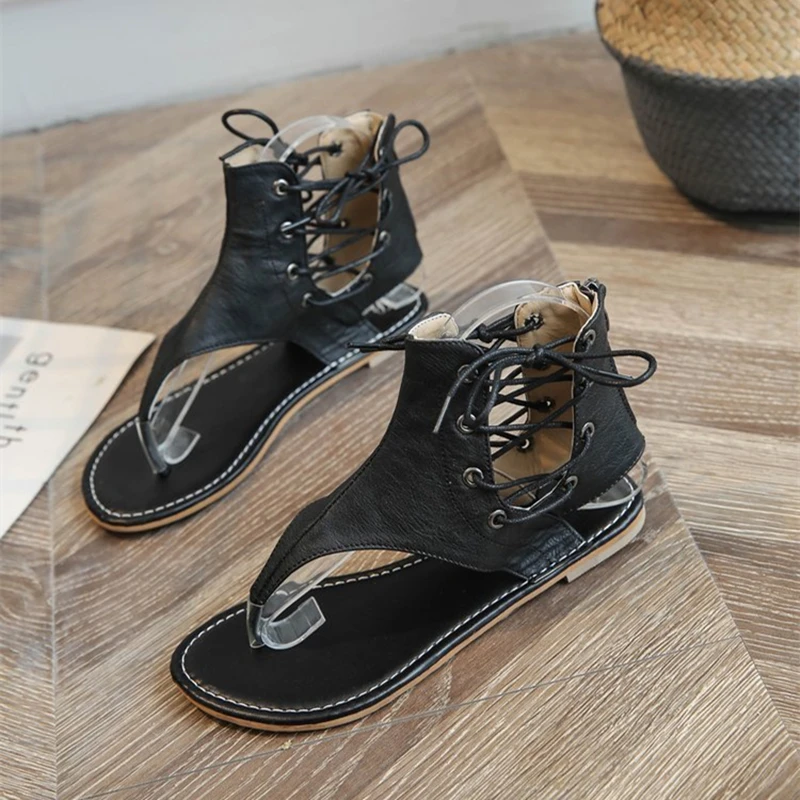 Women's flat sandals New summer 2021 Bandage Beach shoes Back zipper Flat heel herringbone sandals Retro Roman shoes 43 yards
Women's flat sandals New summer 2021 Bandage Beach shoes Back zipper Flat heel herringbone sandals Retro Roman shoes 43 yards