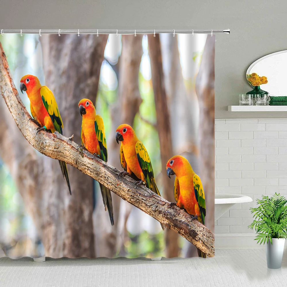 Colorful Birds Parrot Shower Curtain Animal Printed Hanging Curtains Waterproof Polyester Fabric Home Bathroom Decor With Hooks
Colorful Birds Parrot Shower Curtain Animal Printed Hanging Curtains Waterproof Polyester Fabric Home Bathroom Decor With Hooks