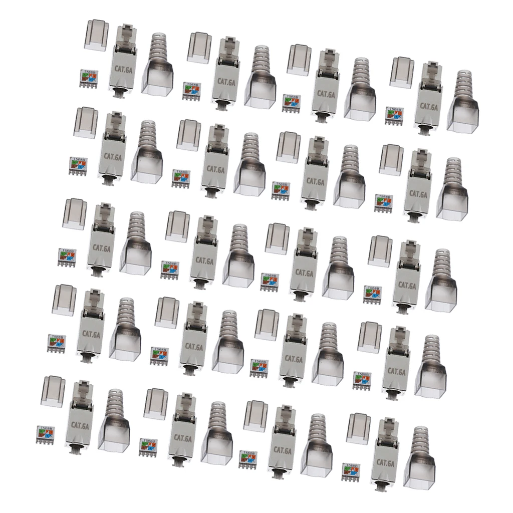20Pack RJ45 Shielded Connector Cat6A Crimp Modular Connector Ethernet Cable Plug
20Pack RJ45 Shielded Connector Cat6A Crimp Modular Connector Ethernet Cable Plug
