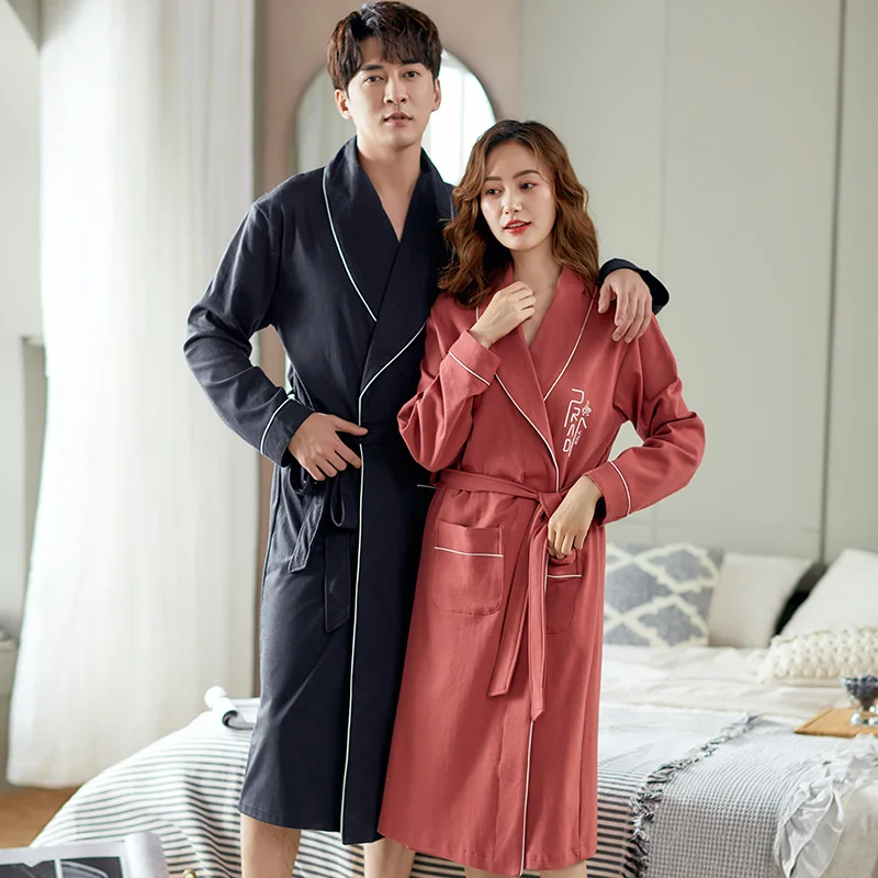 Newest 100% Cotton Soft Robe Couples Long Bathrobe Sexy V-Neck Women Kimono Nightgown Lounge Sleepwear Bath Robe
Newest 100% Cotton Soft Robe Couples Long Bathrobe Sexy V-Neck Women Kimono Nightgown Lounge Sleepwear Bath Robe