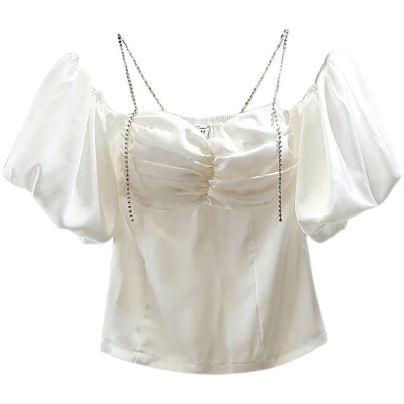 2021 New Summer Fashion Shirt Vintage Puff Sleeve Off-Neck Diamond Strap Short Sexy Crop Top Women's Shirts Blouses Blusas Mujer
2021 New Summer Fashion Shirt Vintage Puff Sleeve Off-Neck Diamond Strap Short Sexy Crop Top Women's Shirts Blouses Blusas Mujer