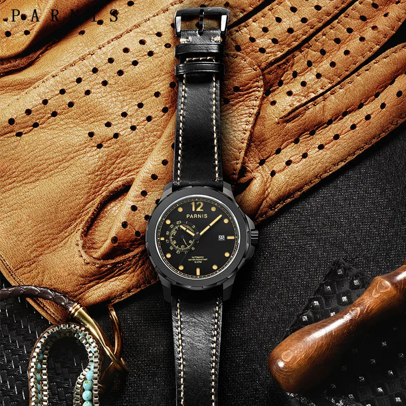 Casual Parnis 44mm Black Dial Automatic Mechanical Men Watches Leather Strap Luminous Mens Watch Calendar 2020 man gift with box 
Casual Parnis 44mm Black Dial Automatic Mechanical Men Watches Leather Strap Luminous Mens Watch Calendar 2020 man gift with box