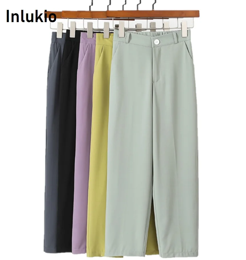 High waist black suit pants women high waist straight leg pockets office dropping pants fashion middle aged pink yellow trousers
High waist black suit pants women high waist straight leg pockets office dropping pants fashion middle aged pink yellow trousers