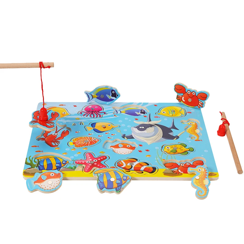 Wooden Double Rod Puzzle Fishing Toys Child Magnetic Fishing Toy Educational Fish Games Jigsaw Fun Shape Matching Board For Kid 
Wooden Double Rod Puzzle Fishing Toys Child Magnetic Fishing Toy Educational Fish Games Jigsaw Fun Shape Matching Board For Kid