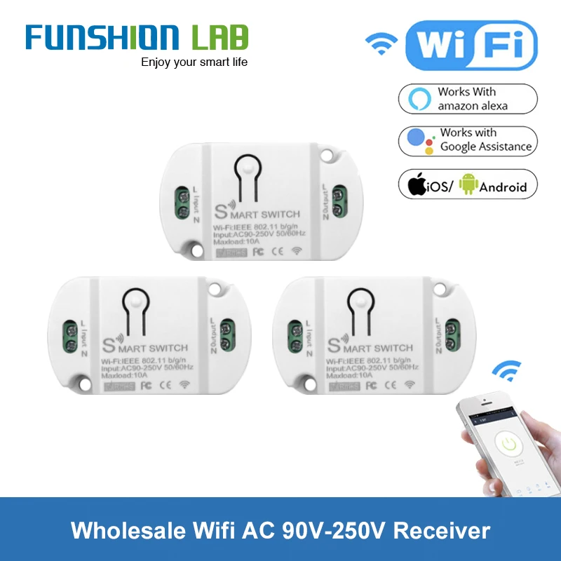 FUNSHION 433.92MHz Wifi Receiver Mobile Phone Remote Control Switch Relay 110V 220V Smart Home 433 Mhz Tuya App Timer Module
FUNSHION 433.92MHz Wifi Receiver Mobile Phone Remote Control Switch Relay 110V 220V Smart Home 433 Mhz Tuya App Timer Module