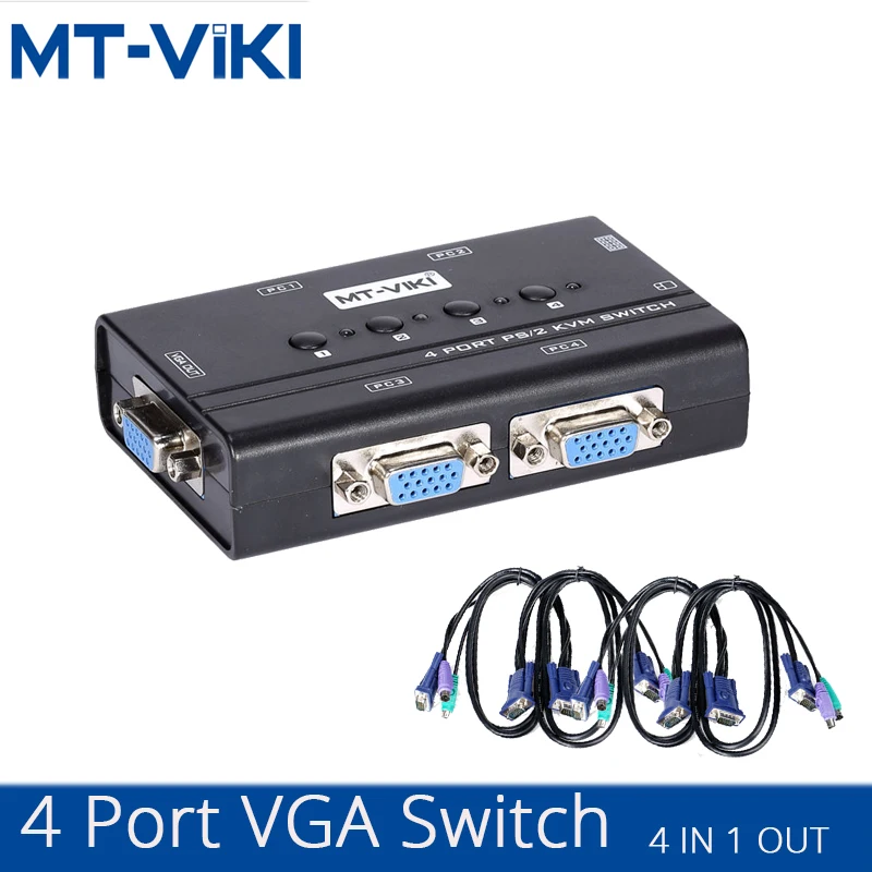Фото MT Viki 4 порта KVM переключатель Vga конвертер PS/2 мышь консоль клавиатуры ручной