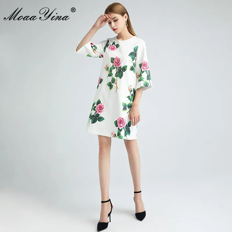 MoaaYina Fashion Designer dress Spring Women's Dress Sequins Diamond Floral Print Elegant Loose Dresses 
MoaaYina Fashion Designer dress Spring Women's Dress Sequins Diamond Floral Print Elegant Loose Dresses