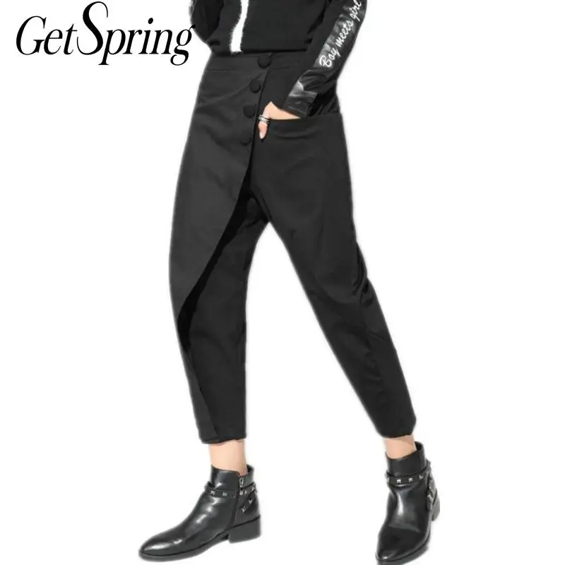 Брюки-султанки Getspring женские асимметричные, винтажные универсальные брюки до щиколотки в стиле пэчворк, с завышенной талией, черные, 2020
Брюки-султанки Getspring женские асимметричные, винтажные универсальные брюки до щиколотки в стиле пэчворк, с завышенной талией, черные, 2020