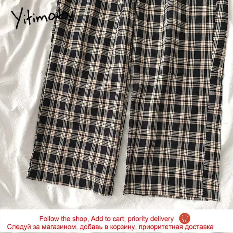 Yitimoky Vintage Plaid Pants for Women High Waist Solid Black Wide Leg Pants Loose Sweatpants Summer 2021 Korean Casual Fashion
Yitimoky Vintage Plaid Pants for Women High Waist Solid Black Wide Leg Pants Loose Sweatpants Summer 2021 Korean Casual Fashion