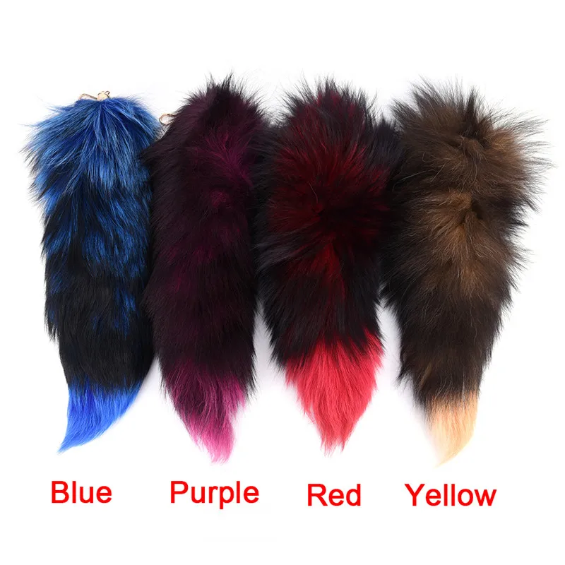 1 Pcs Women Fox Fur Tail Tassel Bag Tag Charm Handbag Pendant Accessory Large Keychain 4 Colors High Quality | Украшения и